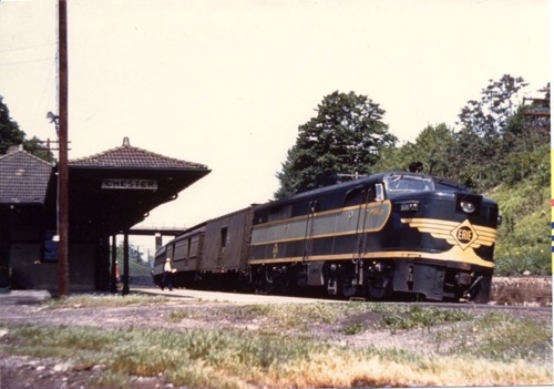 Erie 853 Passenger Train at Chester. Circa 1960. chs-005282
